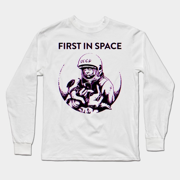 First In Space - Yuri Gagarin And Laika Space Dog Long Sleeve T-Shirt by BlackRavenOath